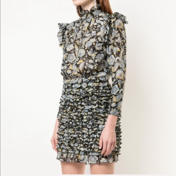 Robert Rodriguez 2 Silk Cotton Print Ruffle Dress - Picture 5 of 14